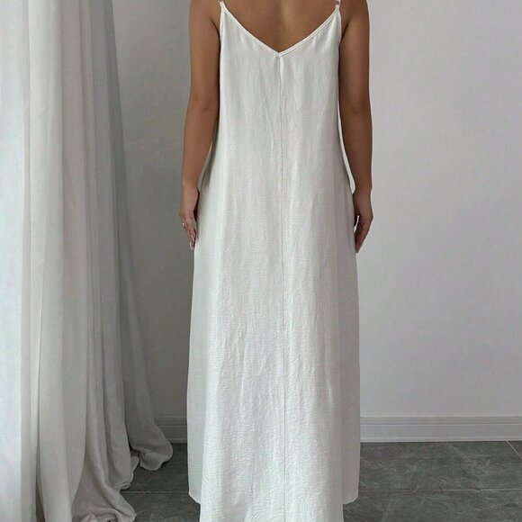 Apricot Casual Women's Adjustable Strap Loose White Long Cami Dress - Picture 2 of 6